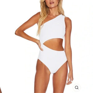New Beach Riot Celine One Piece Swim Suit Free People Ribbed White Medium